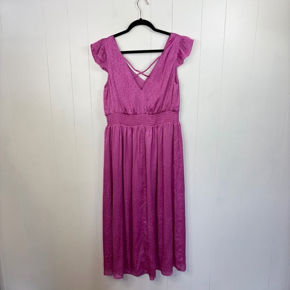 Addition Elle Pink Ruffle Midi Dress Plus Size Sleeveless size 0X X Party cruise - Picture 6 of 12